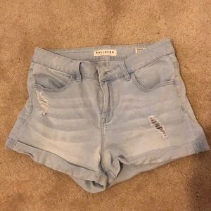 High waisted denim shorts